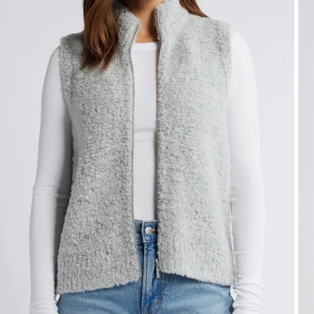 Caslon Wool Blend Bouclé Zip Vest Size XS